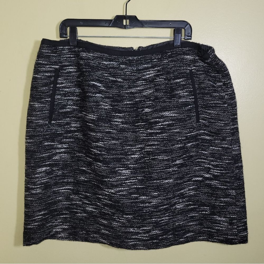 Talbots Black White Wool Tweed Skirt 18W